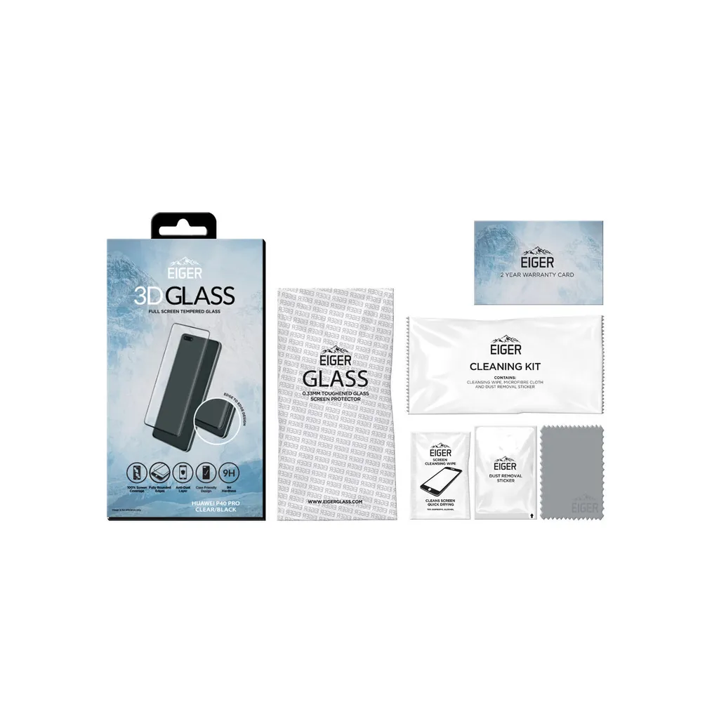 Protection d'écran Eiger Glass 3D pour Huawei P40 Pro et Pro Plus Noir
