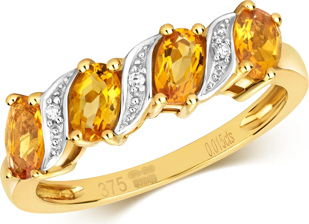 Bague Femme Or 375/1000 et Diamant avec Citrine, Taille 58, TRS28683RSQ