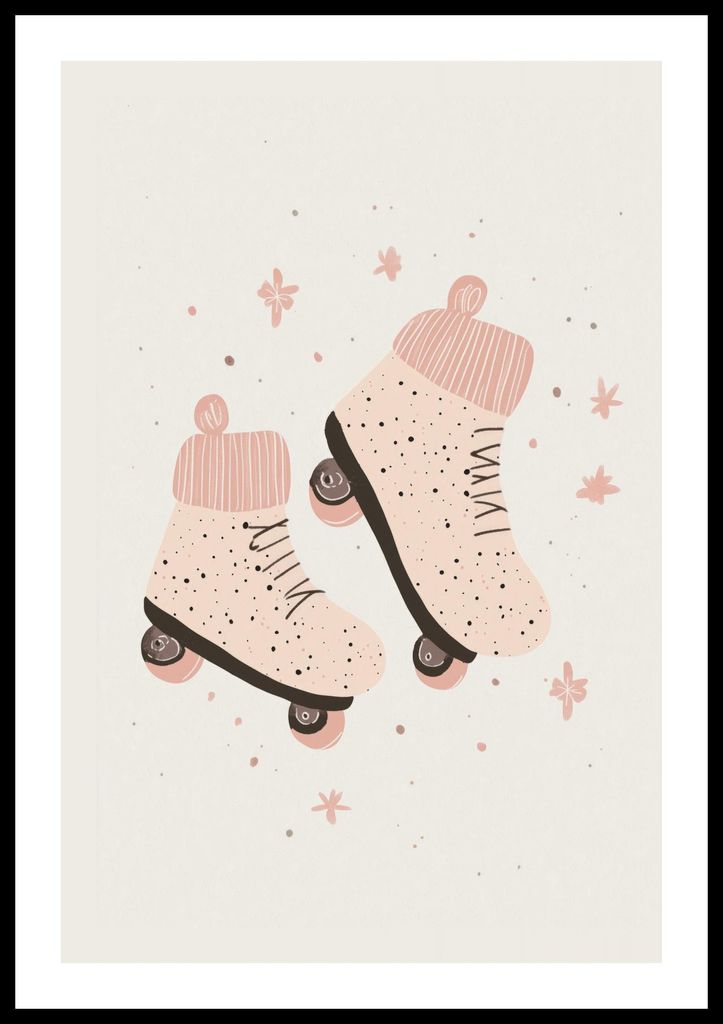Plakat 40x60cm Muster für Kinder, Mädchen fürs Zimmer - Rollschuhe