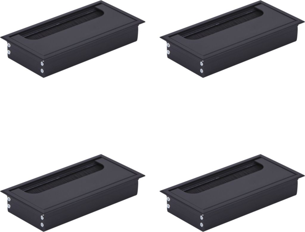 HOOZ 4x Kabeldurchführung Schreibtisch, 160mm Aluminium Kabeldurchlass mit Bürstendichtung, Kabeldurchführung Tisch für Tisch Büro Arbeitsplat...