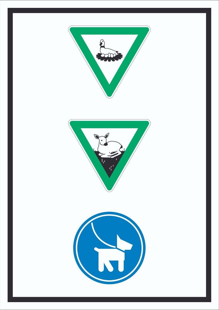 Brut- und Setzzeit Hund anleinen hochkant Symbol Schild A6 Rückseite selbstklebend