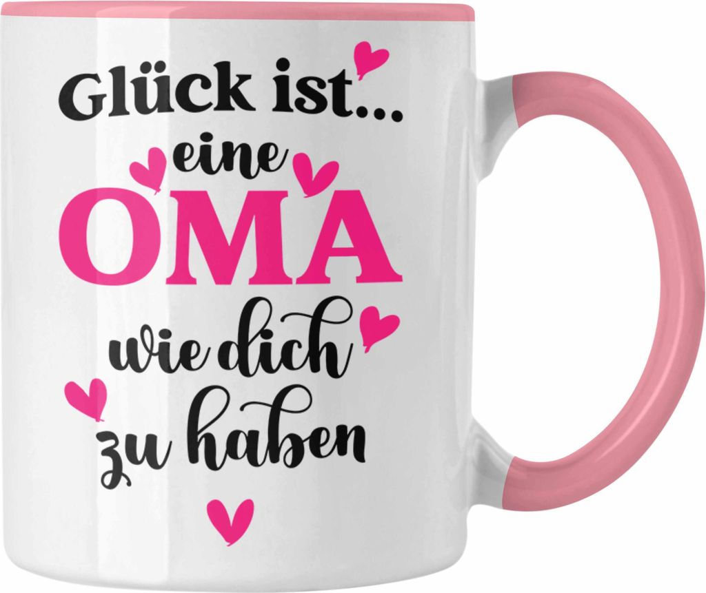 Trendation - Oma Tasse mit Spruch Geschenk von Enkel für Beste Oma Muttertag Geburtstagsgeschenk (Rosa)