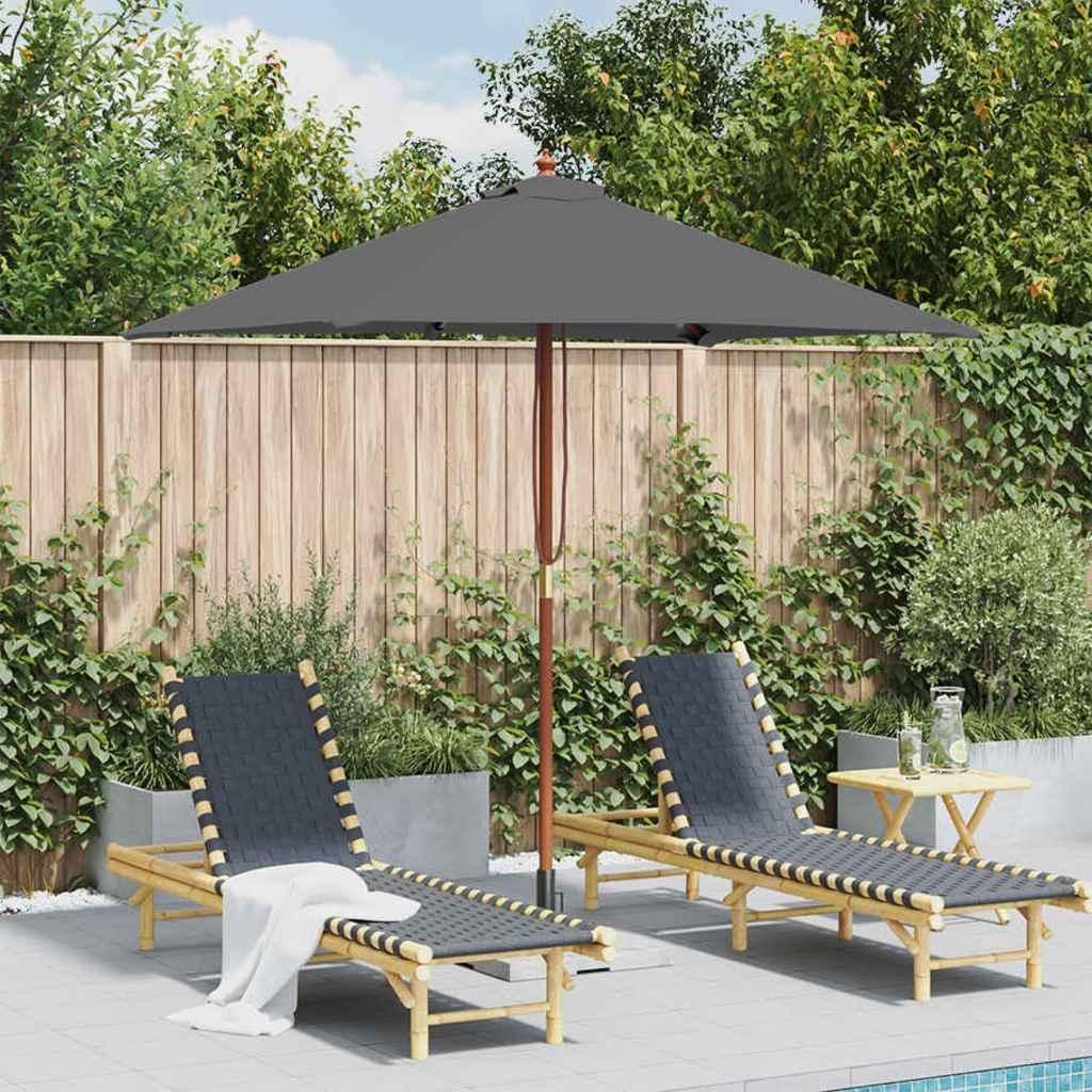 vidaXL Parasol avec mât en bois 150x200 cm Anthracite Image du produit 