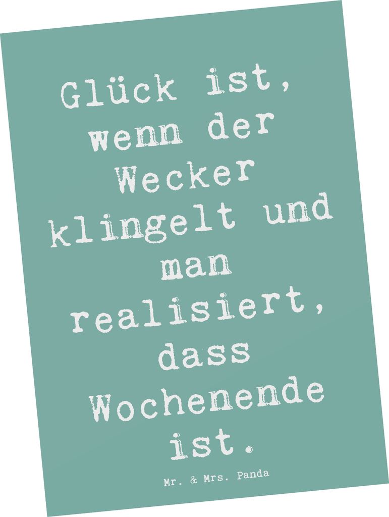 Mr. & Mrs. Panda Postkarte Spruch Glück am Wochenende - Produktbild 