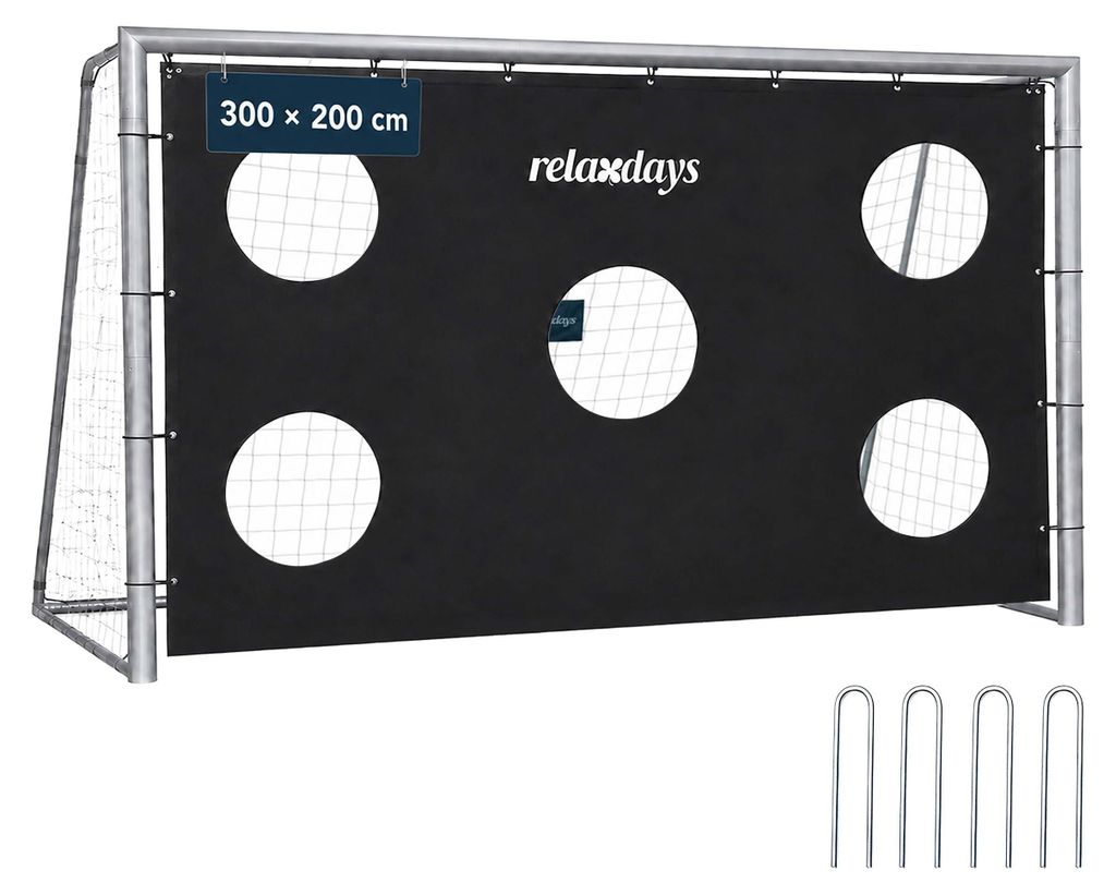 Relaxdays, bramka do piłki nożnej z tłem, wymiary: 200 x Zdjęcie produktu 