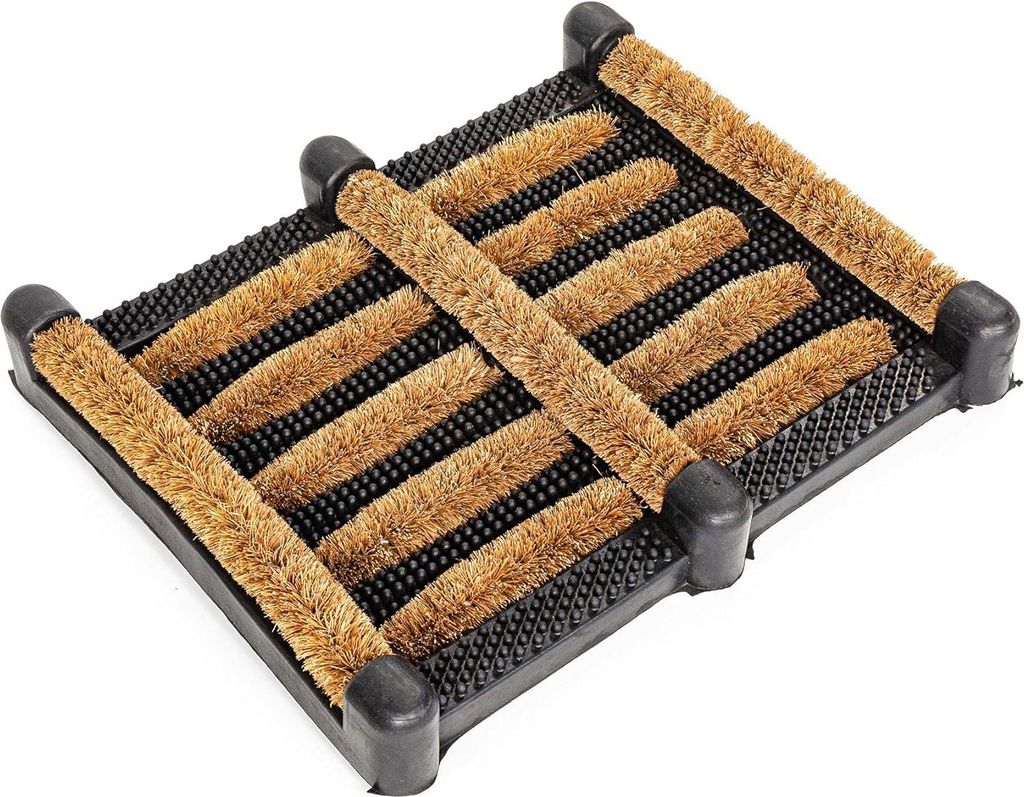 Kokosmat - Dreckfangmatte mit gummierter Fußmatte - Antirutsch - Schuhmatte - Für drinnen und draußen - Wetterfest - 30 x 35 cm