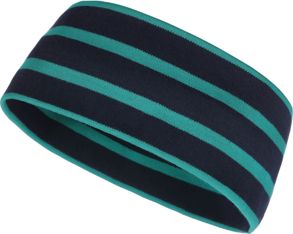 modAS Uni Stirnband Maritim für Kinder - Ohrwärmer zweilagig aus Baumwolle in Blau-Smaragd Größe 1 - bis 48 cm Kopfumfang (Kleinkind)