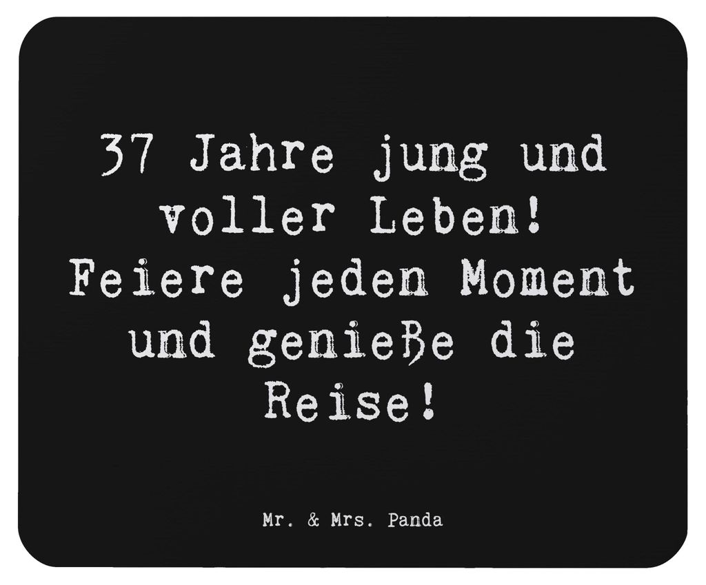 Mr. & Mrs. Panda Mousepad Spruch 37. Geburtstag Lebensfreude - Schwarz - Geschenk, notebook mauspad, Alter, voller Leben, Happy Birthday, mousematt...
