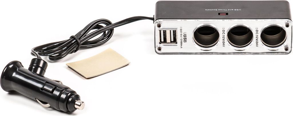 Steckdose ALL Ride 3-fach mit 2 x USB, moderne Transparentblende, schwarz, 12/24V, max. 5A