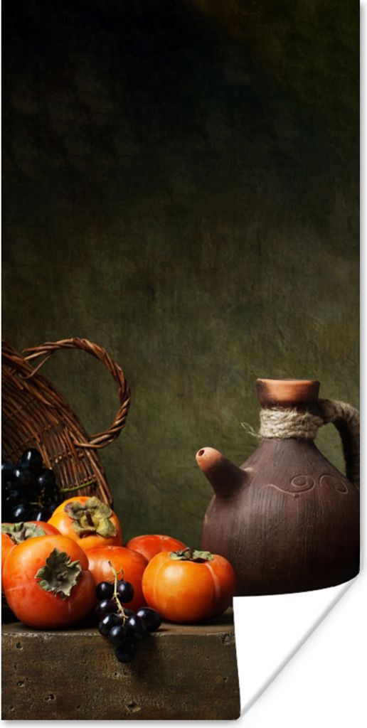MuchoWow Poster Rustikal - Obst - Korb - Stilleben 40x80 cm - Dekoration