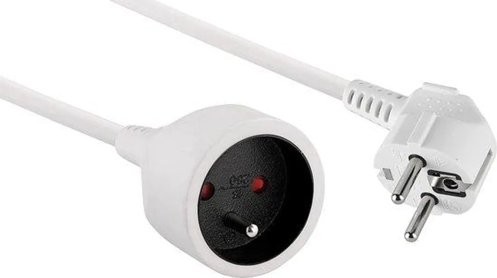Prolongateur électrique blanc 5m souple pour branchement domestique 16A