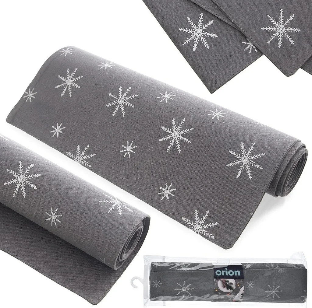 Tovaglia Runner Natalizia Orion 130x32 cm Grigia | Decorazioni Casa Natale