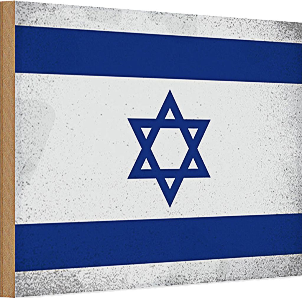 Holzschild Flagge Israel 30x20cm Flag of Israel Vintage
