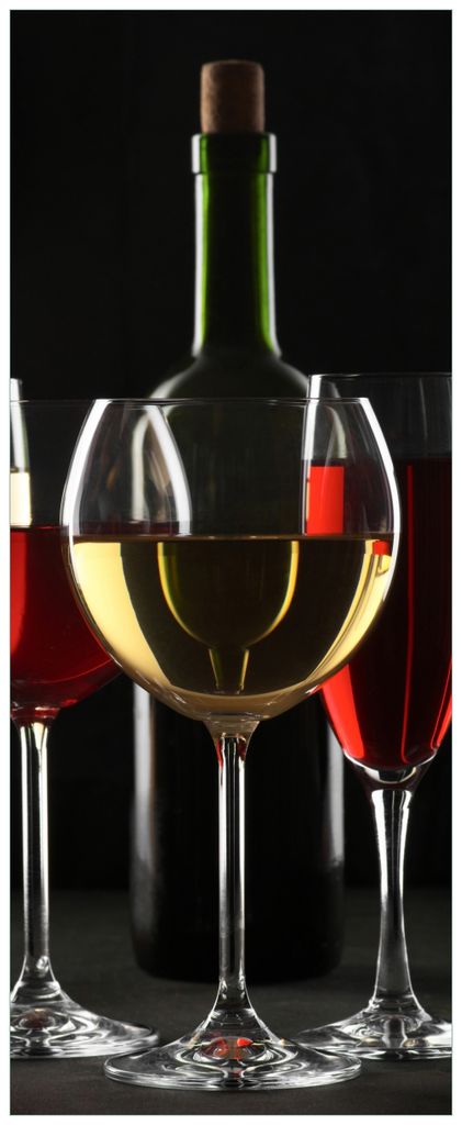 Wallario Premium Glasbild, freischwebende Optik, kräftige Farben, Größe 125 x 50 cm Motiv Weinverkostung am Abend
