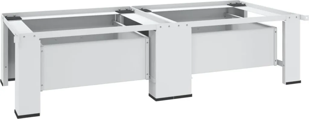 Support Machine à Laver Double Blanc Acier - Hauteur Ergonomique - 12