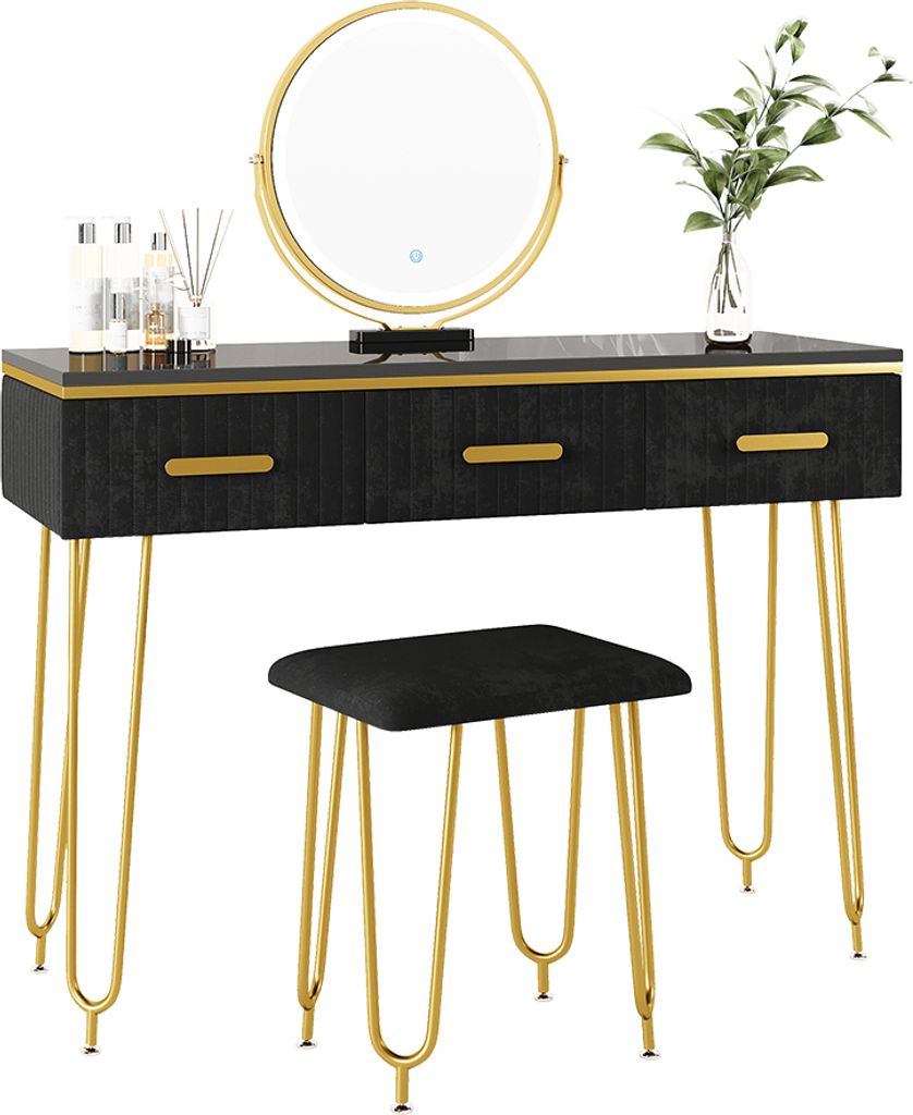 Vicco Schminktisch Layla, 100 cm mit LED Spiegel und Produktbild 7