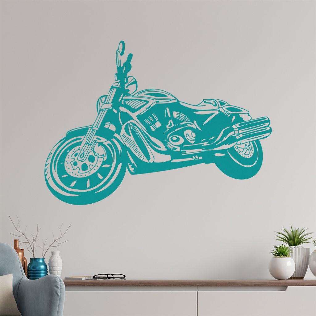 Motorrad Wandtattoo in 6 Größen - Wandaufkleber Wall Sticker - Dekoration, Küche, Wohnzimmer, Schlafzimmer, Badezimmer