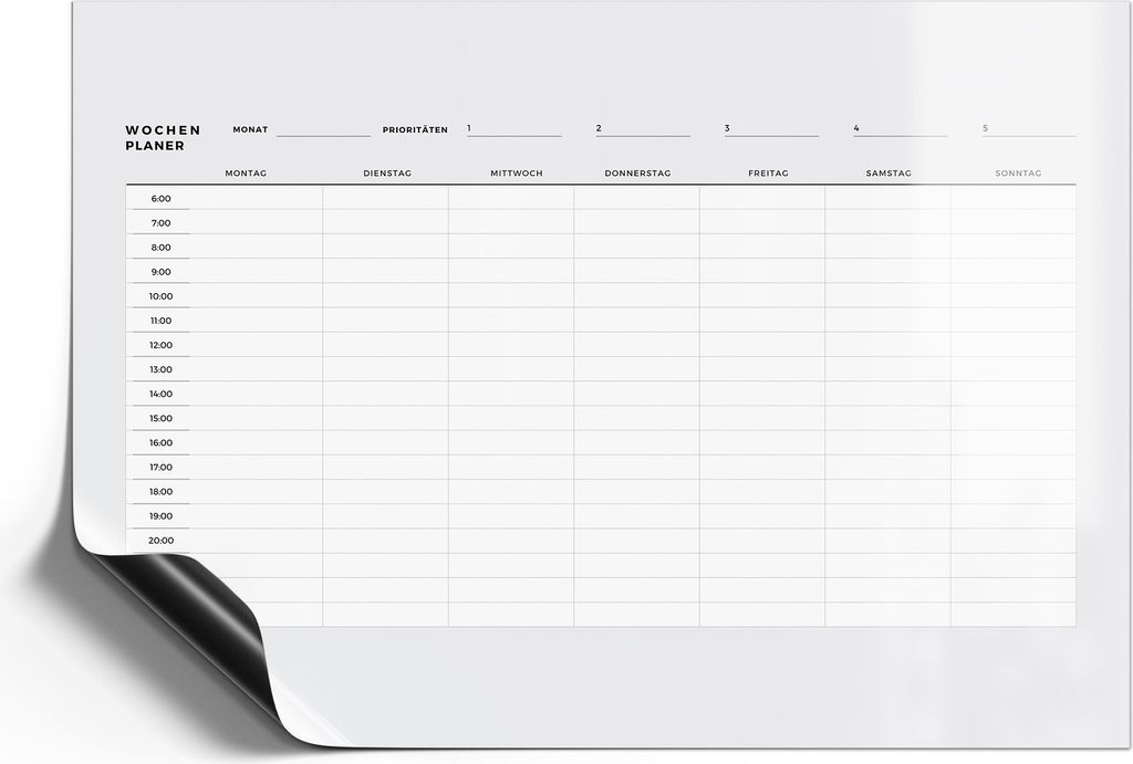 DEQORI Magnetmatte Universal 42x30 cm (A3) 'W-Planer 2 Grau (DE)' Magnetfolie Kalender Planer