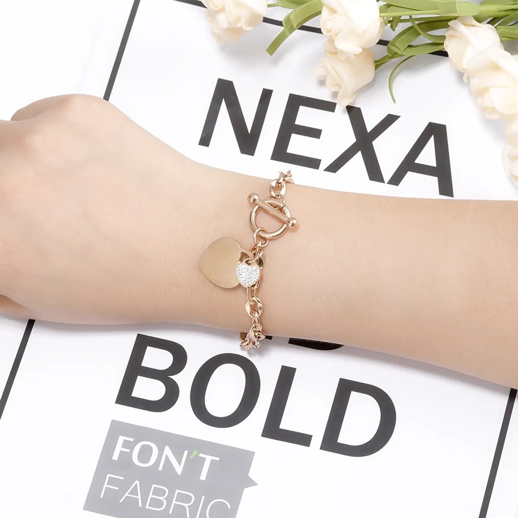 Purelei® Alohi Heart Bracciale - Bracciale doppio petto a cuore in