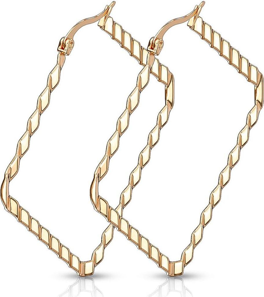 Creolen Edelstahl Damen Kreolen Quadratisch Ohrstecker Ohrringe Autiga rosegold 40 mm