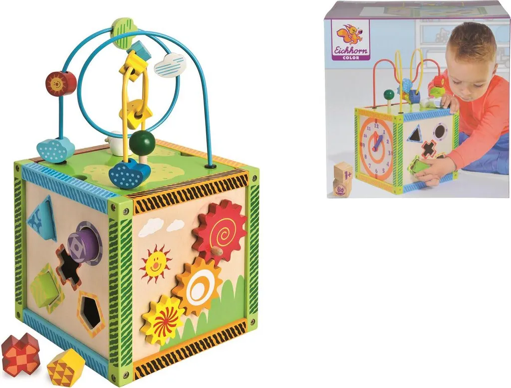 Cube d'Éveil Multi-activités en Bois Eichhorn Color pour Bébé dès 1 An - 9