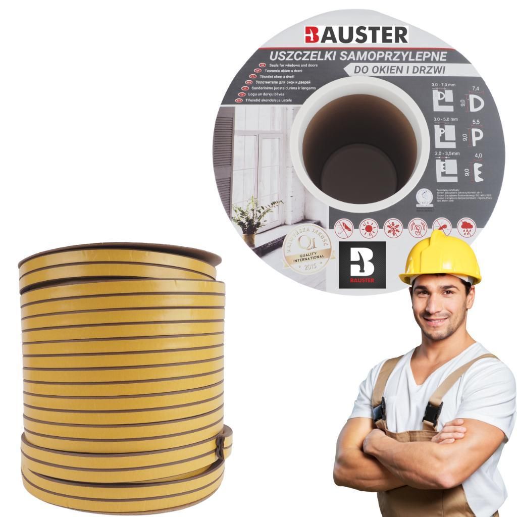 BAUSTER Dichtungsband für Türen & Fenster – Türdichtung Fensterdichtung selbstklebend Profil D | Schaumstoff Gummi Abdichtung 100 – braun