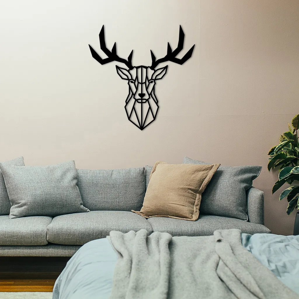 Pannello Metallo Wallity Deer2 51x51cm Nero - Alta Qualità ENZ1123