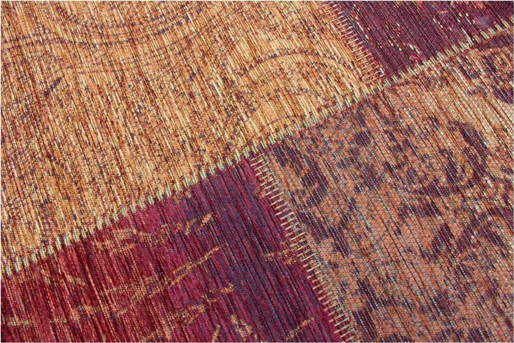 Tapis Chenille Doux Manhattan Patchwork Terracotta 120x170 Qualité - 3