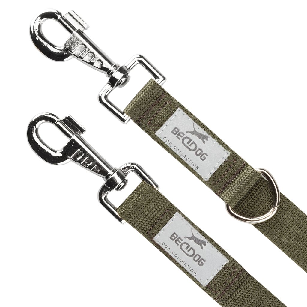 BedDog Hundeleine WILLY verstellbar in 3 Längen Führleine, Laufleine,2m/25mm,khaki
