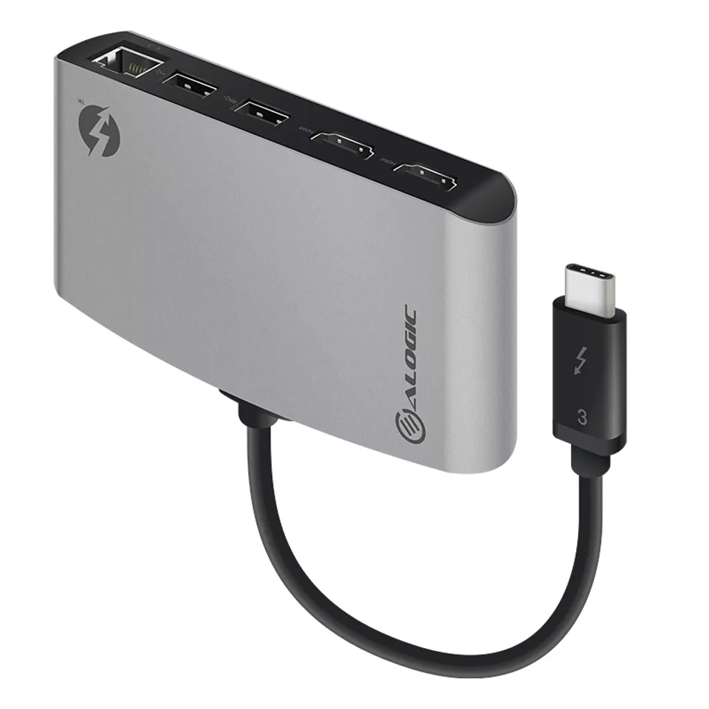 Station de Travail Mobile Thunderbolt 3 Double Écran 4K Alogic pour Laptop