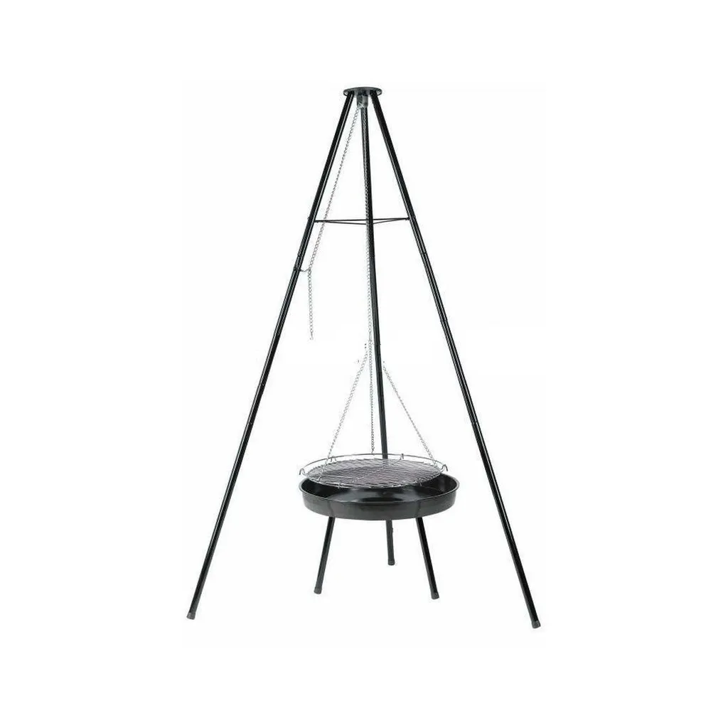 Trépied de barbecue avec grille 54,5 cm noir pour cuisson au charbon
