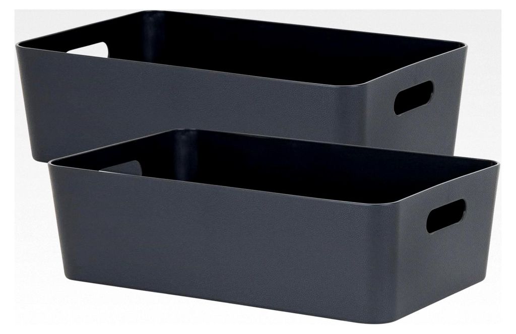2x Ordnungsbox - 12 cm hoch - anthrazit - 39,5 x 25 cm - Ordnungskorb - Regalorganizer