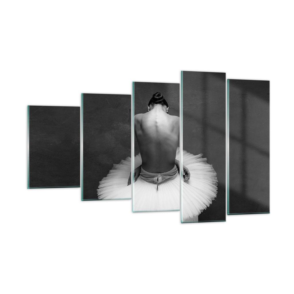 Bilder auf glas - 5 Teile - Ballerina Rücken Stück - 100x60cm - Glasbilder - Wandbilder - Bilder - zum Aufhängen bereit - Wanddekoration aus Gla...