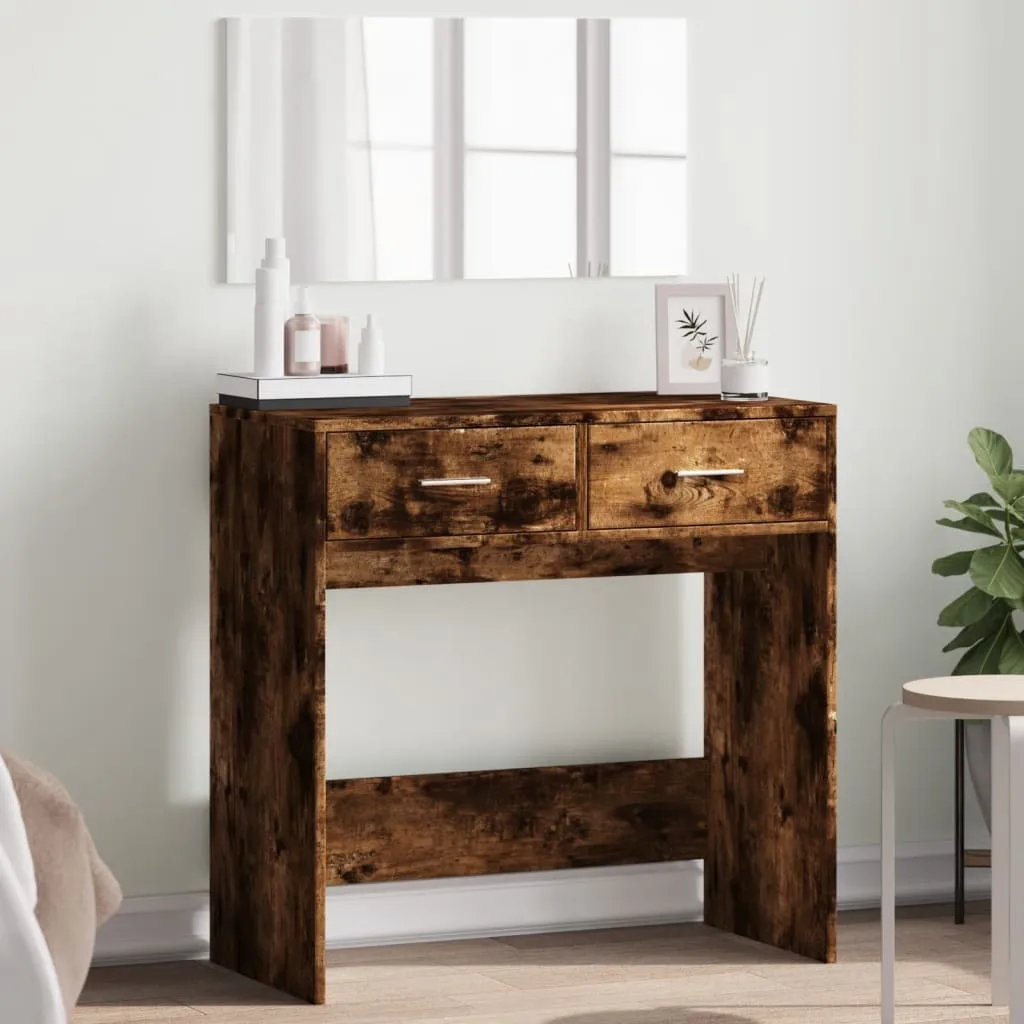 Tavolo da Trucco BEI CLORIS 80cm Rovere Fumé con Specchiera - 1