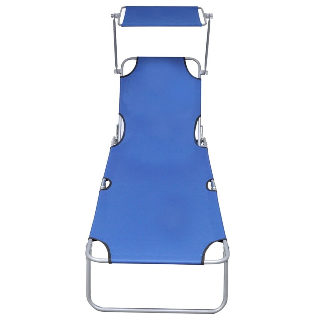 Möbel Klappliege/Sonnenliege HOMMIE - Gartenliege - Gartenmöbel - mit Sonnendach Blau Aluminium - 188,5x57,5x27 cm Top9423438