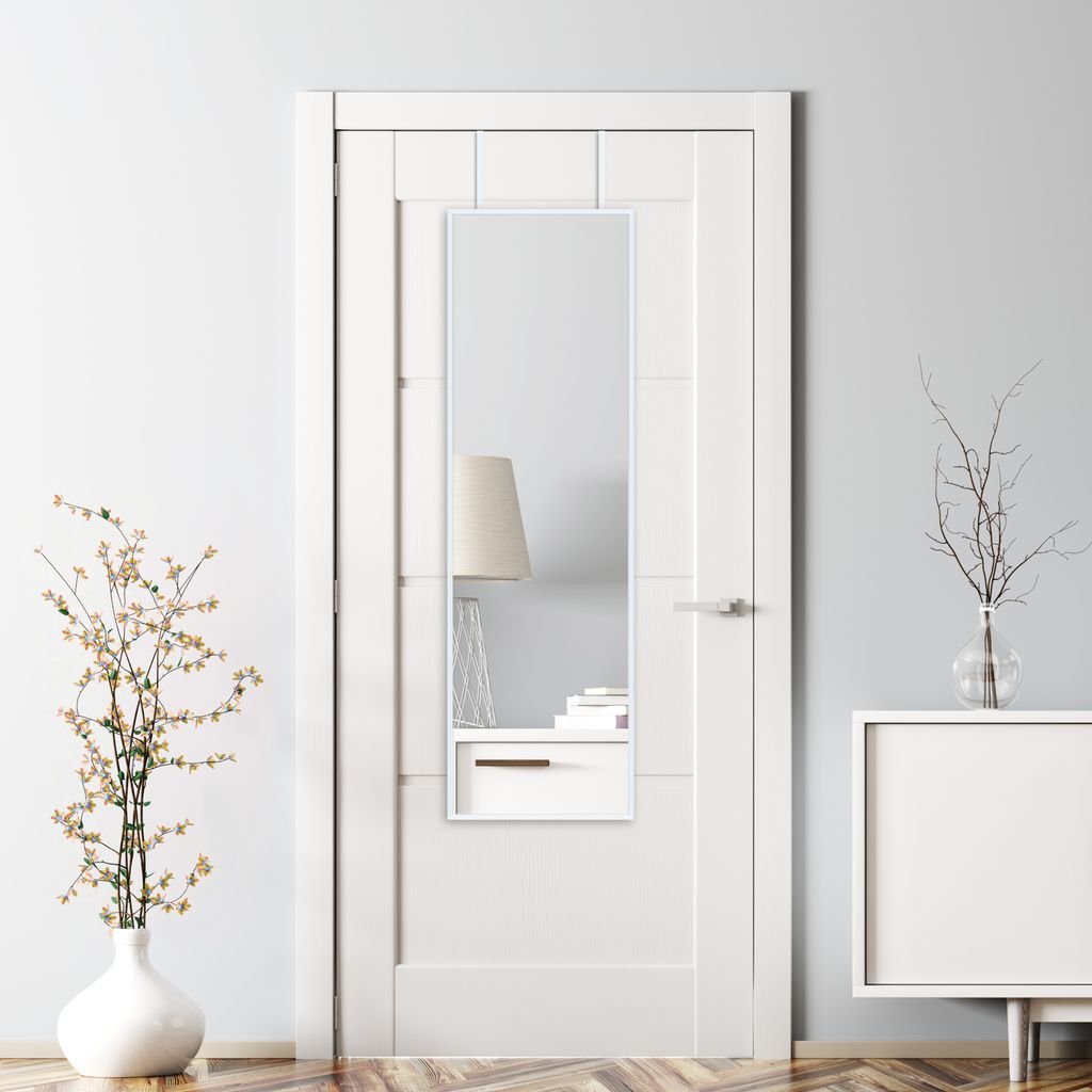 Türspiegel 'Lesina' mit Hängehaken Aluminiumrahmen 120x37cm Weiß