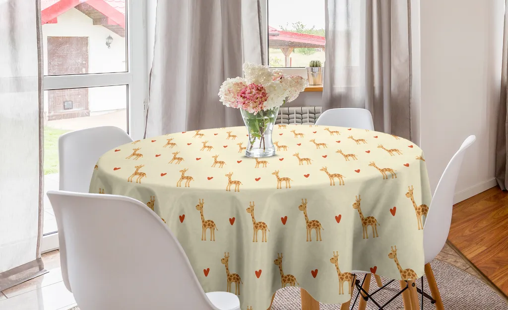 Abakuhaus Tovaglia Circolare 150 cm Giraffe e Cuori Antimacchia