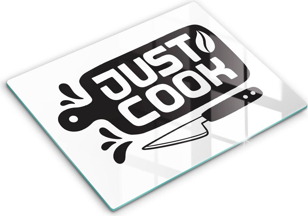 Abdeckung Glas - Küchenabdeckung - 40x52 cm - Abdeckplatte - Kücheninschrift: Einfach kochen
