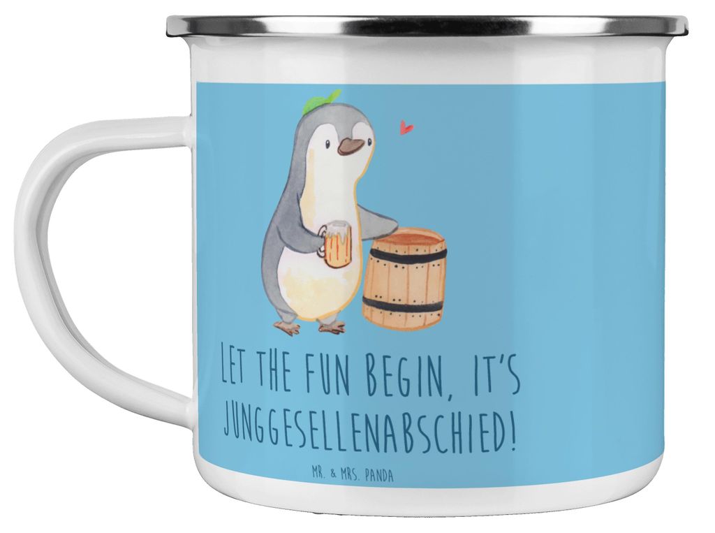 Mr. & Mrs. Panda Kaffeepott Junggesellenabschied Spaß - Sky Blue - Geschenk, Emaille Tasse, becher, Charme, Hafenehe, Heirat, Outdoor, Teetasse, H...