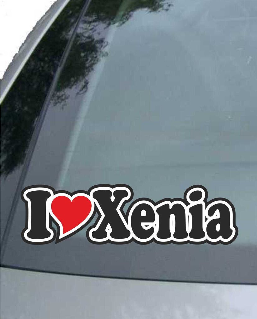 INDIGOS UG - Aufkleber / Autoaufkleber - I Love Heart - Ich liebe mit Herz 15 cm - I LOVE Xenia - Auto LKW Truck - Sticker mit Namen vom Mann Frau ...