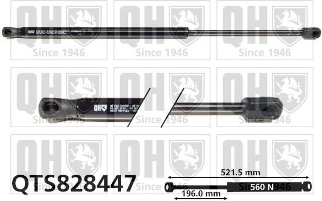 QUINTON HAZELL QTS828447 Gasfeder Heckklappendämpfer für SKODA Rapid Schrägheck (NH3) 522mm