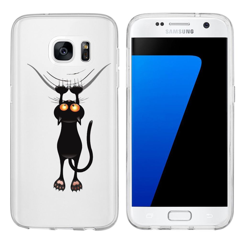 wortek Designer High Quality TPU Silikon - Case Schutzhülle Transparent mit Logo Motiv für Samsung Galaxy S7 Edge (Schmetterling 3)