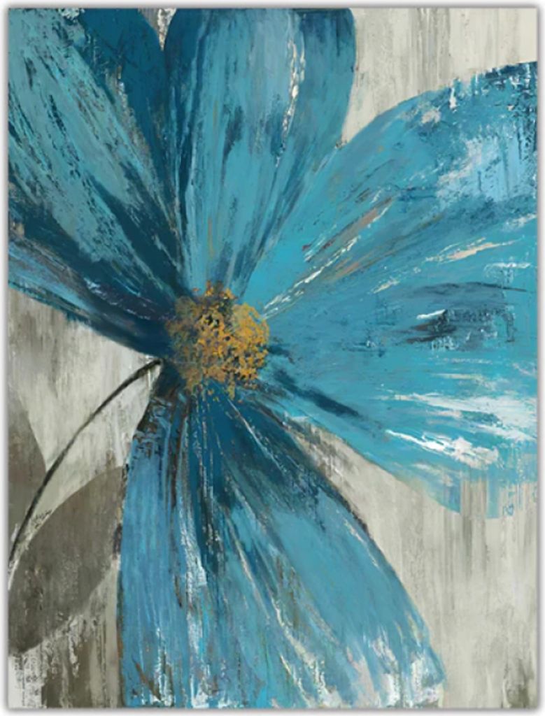 TPFLiving Kunstdruck LW-36 (OHNE RAHMEN) Poster - Leinwand - Wandbild - Hochauflösender Giclée-Druck, langlebig und hochwertig - Blaue Blumen -3 ...