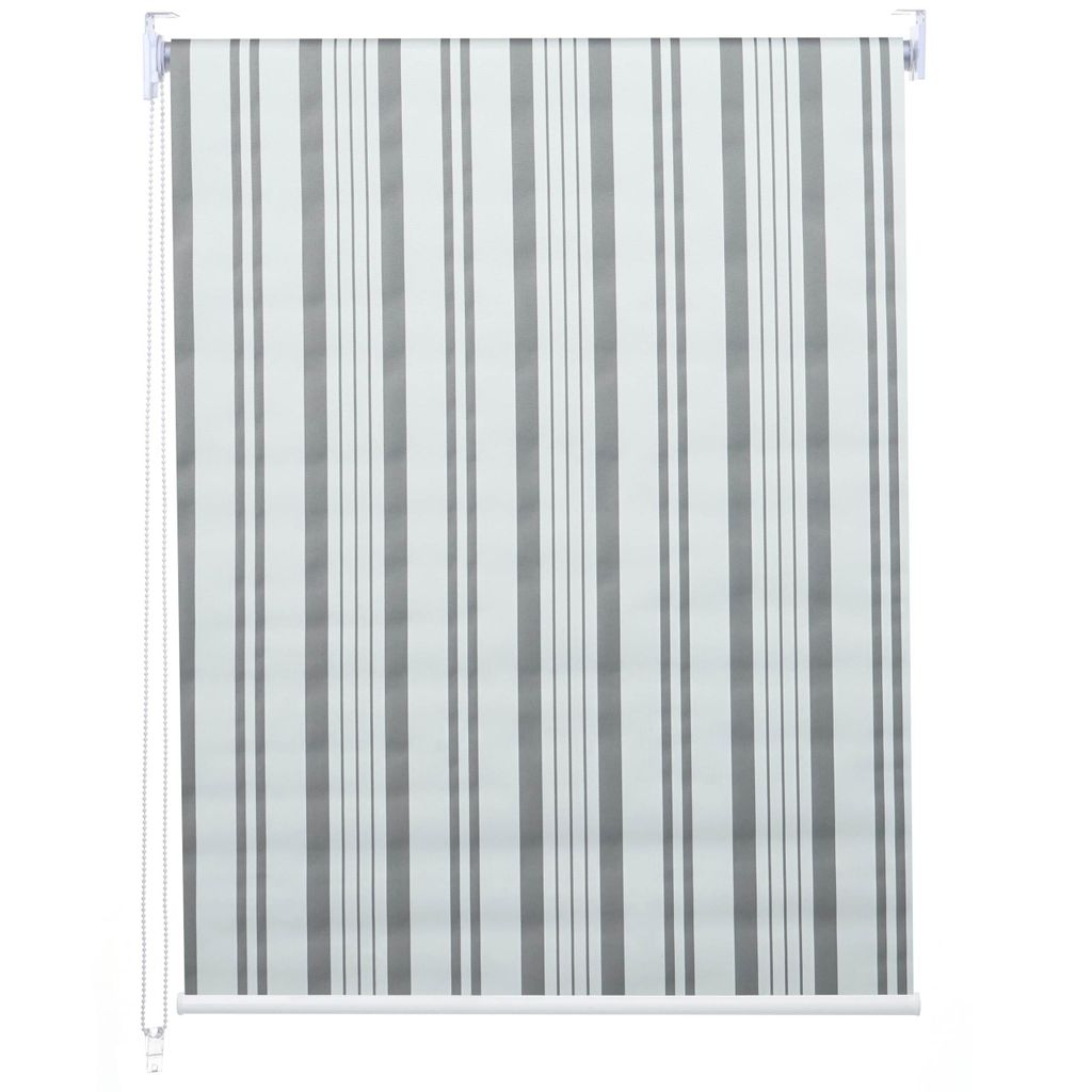 Rollo MCW-D52, Fensterrollo Seitenzugrollo Jalousie, Sonnenschutz Verdunkelung blickdicht 90x160cm grau/weiß