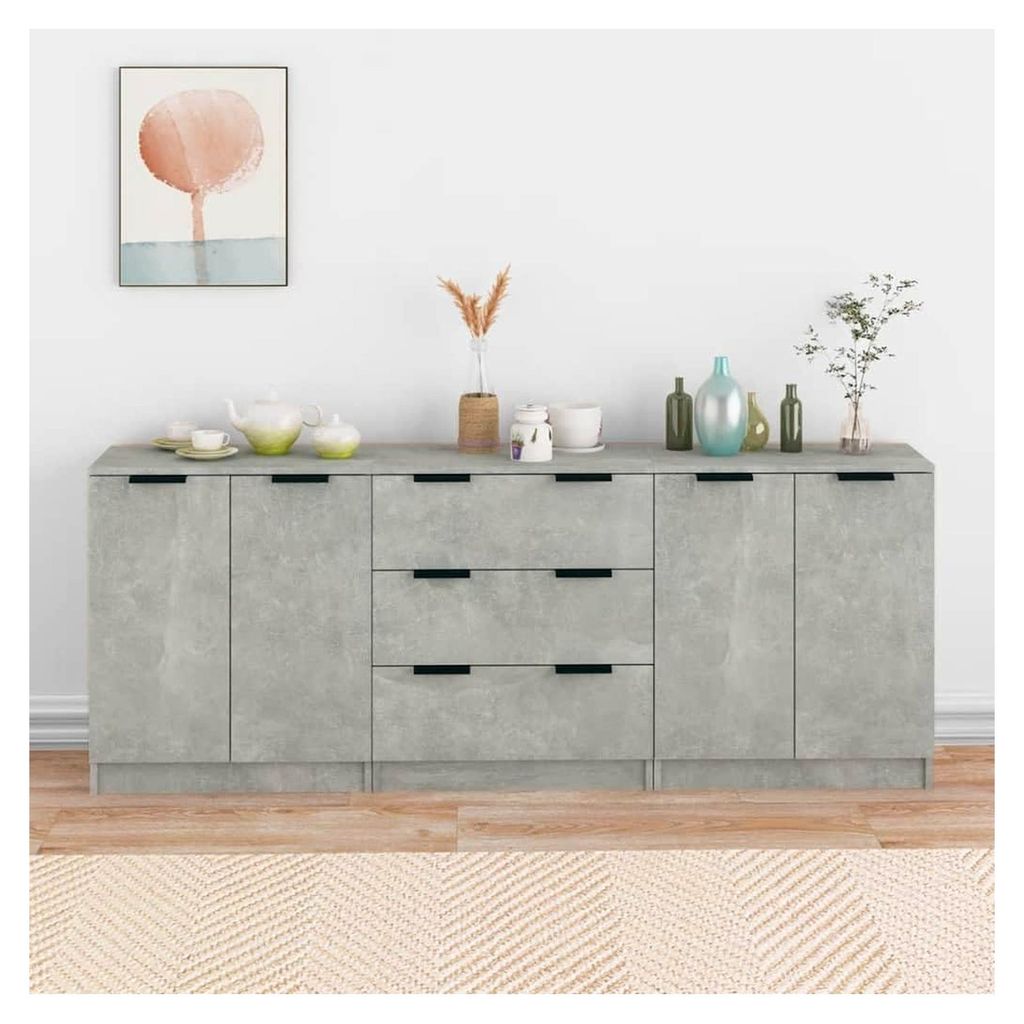 Elegantes Eichen-Sideboard mit robustem Aufbewahrungsschrank und 4 Fächern in modernem Matt-Finish für Esszimmer und Wohnzimmer