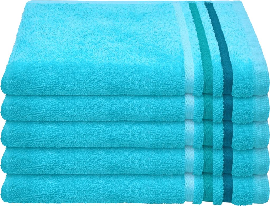 Schiesser Frottier Gästetuch Skyline Color im 5er Set | 100% Baumwolle aus nachhaltiger Produktion | saugstark, weich, farbecht | 30x50cm | Türkis