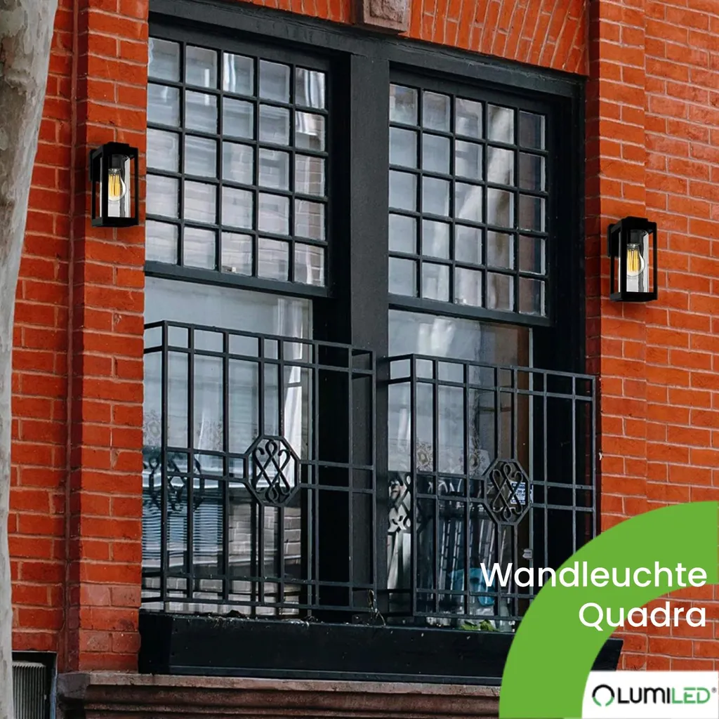 Éclairage de Façade et Terrasse : Applique Murale Vintage Noire IP54 - 12
