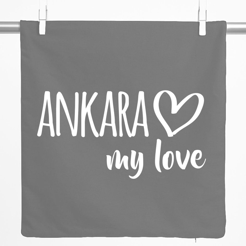 Huuraa Kissenbezug Ankara my love 40x40cm Steel Grey Baumwolle Dekokissenbezug Geschenkidee
