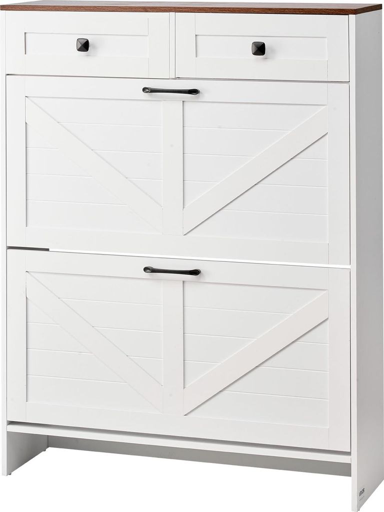 VEVOR Schuhschrank mit 2 Klappen & Kippschutz & Schubladen, platzsparender Schuhkipper, freistehender Schuhregal-Organizer für den Eingang Flur Wo...