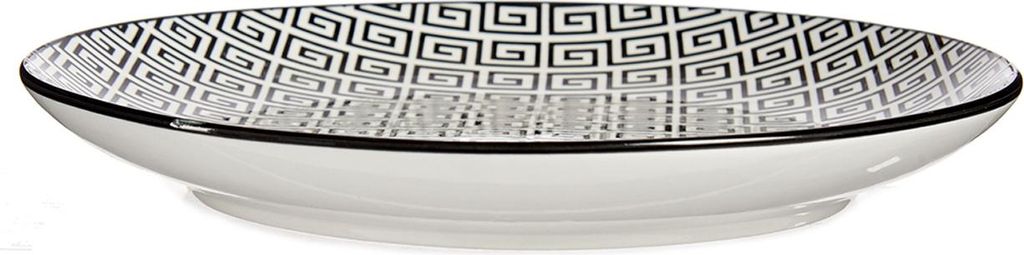 VESSIA | Teller - Speiseteller - 24 cm - weiß schwarz - Flacher - Porzellan